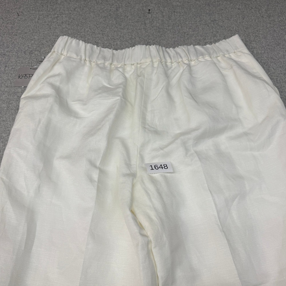 Kasper Linen Blend Wide Leg Trousers XL White Elastic Waist Pockets NWT - Picture 11 of 11